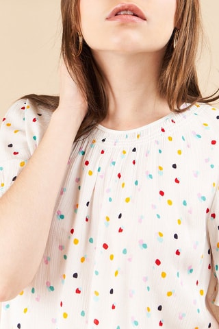 Blouse Teasing - Blanc et rouge