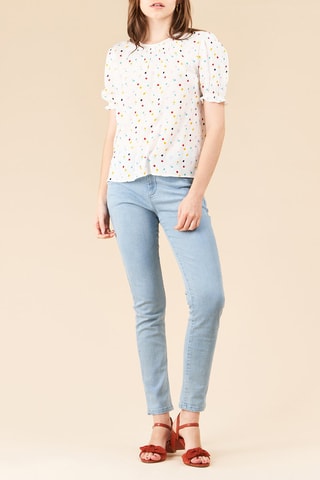 Blouse Teasing - Blanc et rouge