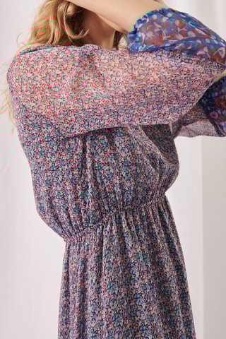 Robe longue - 
Bleu et lilas