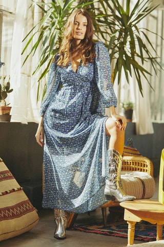Robe longue Rive - Bleu