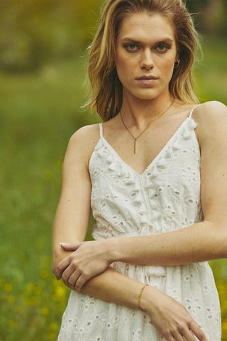 Robe midi Rose - Blanc