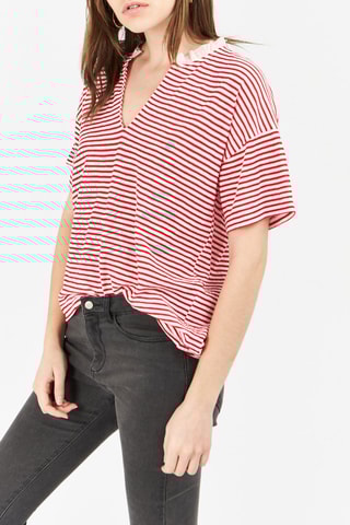 Blouse Rouge et écru