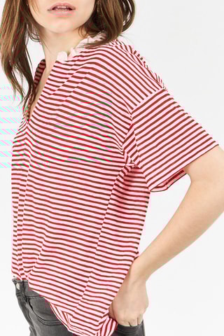 Blouse Rouge et écru