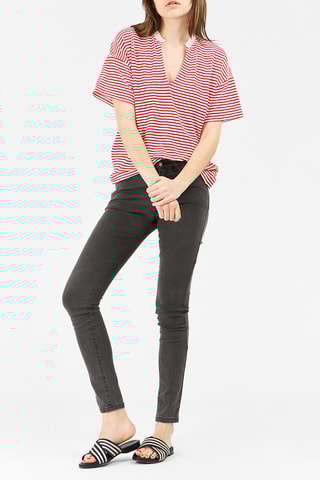 Blouse Rouge et écru