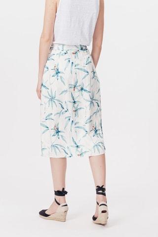 Jupe portefeuille taille haute Jules - Blanc et bleu