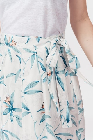 Jupe portefeuille taille haute Jules - Blanc et bleu