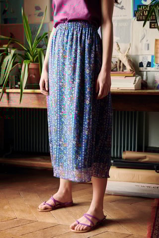 Jupe midi - 
Bleu et lilas