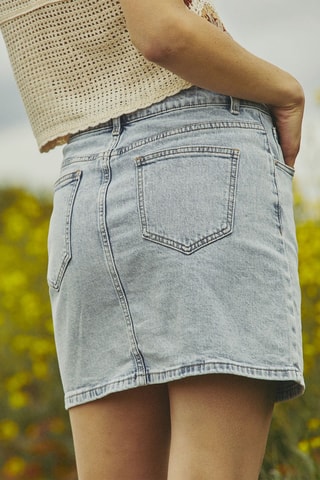 Jupe droite en jean taille haute Josefine - Bleu