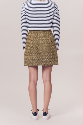 Jupe droite en fibres de bambou taille haute Jaffna - Moutarde