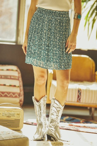 Jupe plissée taille haute Janelle - Bleu