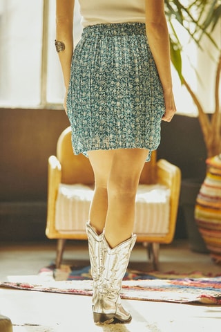 Jupe plissée taille haute Janelle - Bleu