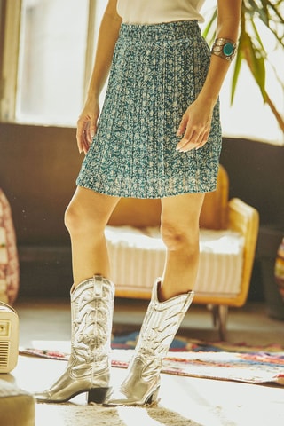 Jupe plissée taille haute Janelle - Bleu