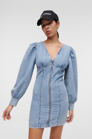 Robe fourreau en coton biologique et jean - Bleu clair