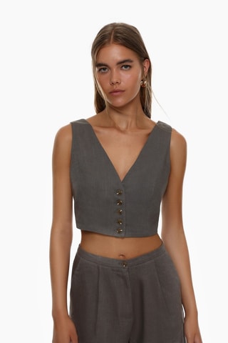 Gilet court sans manches - Gris