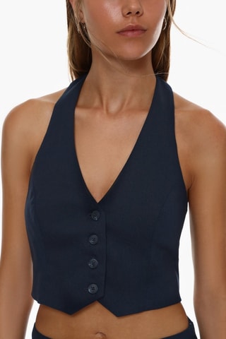 Gilet court et minijupe - Bleu marine