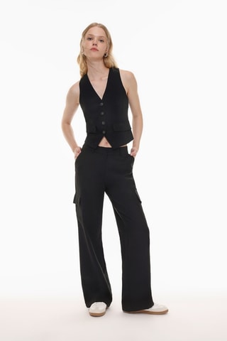 Pantalon cargo taille haute - Noir