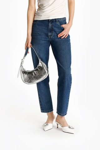 Jean mom taille haute - Bleu