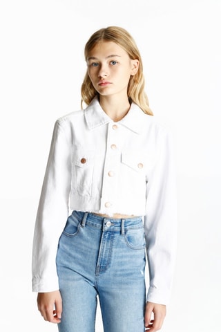 Veste courte en jean - Blanc