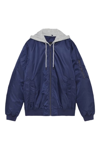 Jasje met Capuchon - Marineblauw en Gemêleerd Grijs