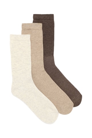 3 paires de chaussettes - Marron et beige