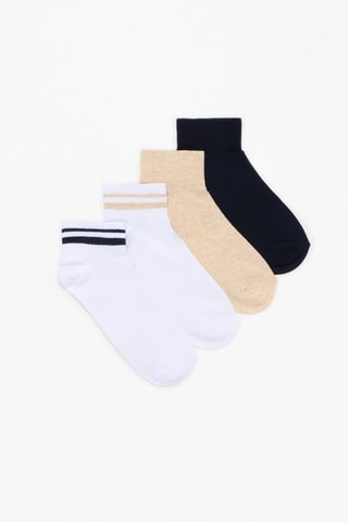 4 paires de chaussettes - Blanc et beige