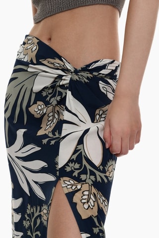 Jupe midi - Bleu marine et écru