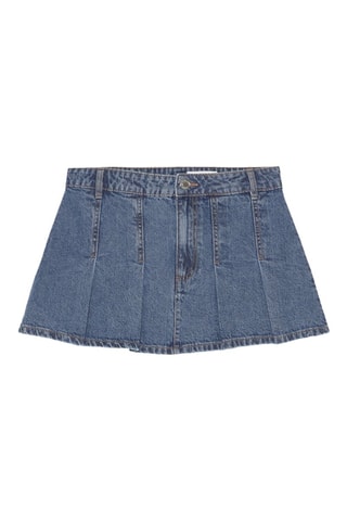 Jupe plissée en jean - Bleu