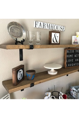 2 étagères murales Naturel et noir