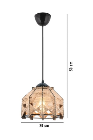 Suspension en bois Jutta Jute - Noir et camel - 45-60 W