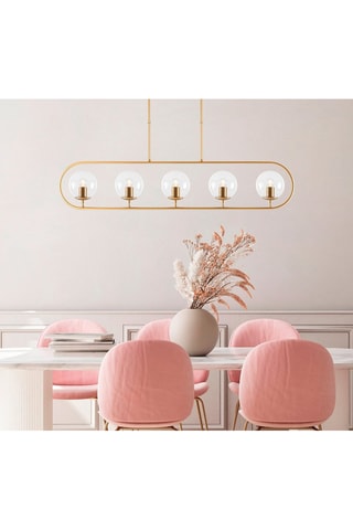 Suspension - Doré et blanc - 5 x 15 W