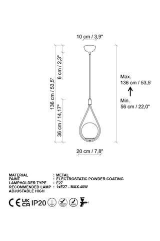 Suspension Mudoni - Doré et noir - 40 W