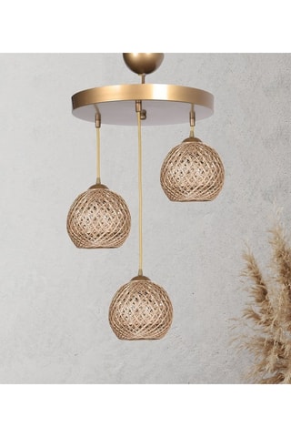Suspension en jute 20AFT - 007 - Naturel - 3 x 60 W