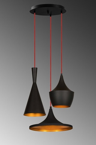 Suspension Elmas - Noir et cuivré - 3 x 100 W