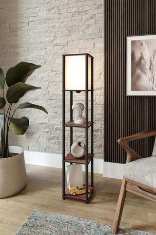 Lampadaire TierShelfLampz2 - Imitation noyer - 40 W