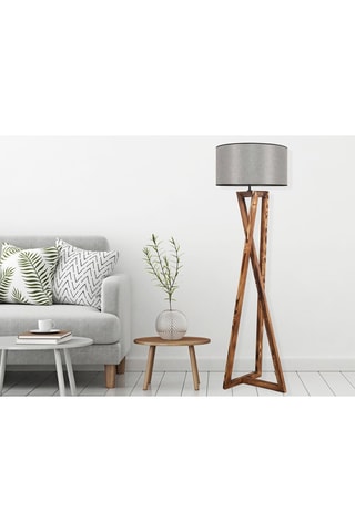 Lampadaire en bois Macka - Gris
