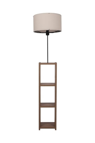 Lampadaire avec étagère en bois AYD-3150 - Naturel et blanc