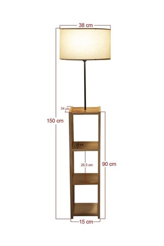 Lampadaire avec étagère en bois AYD-3150 - Naturel et blanc