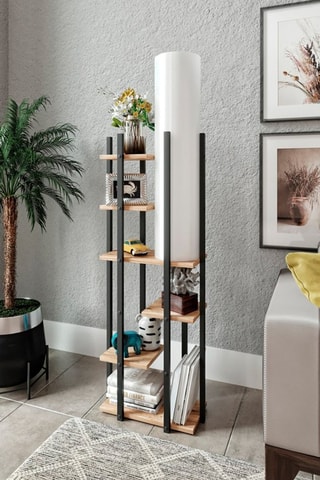 Lampadaire - Imitation noyer et marron - 60 W