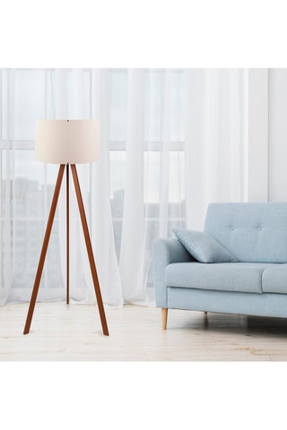 Lampadaire trépied Ayd - Ecru et marron