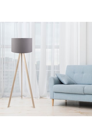 Lampadaire trépied Ayd - Gris et imitation chêne