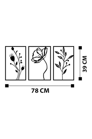 Décoration murale Flowers - 70 x 39 cm - Noir