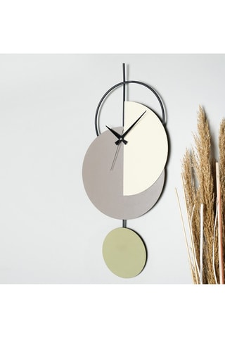 Horloge murale Madeco - 68 x 31 cm - Beige et gris