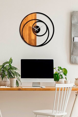 Horloge - Noir et naturel - 56 x 3 x 56 cm