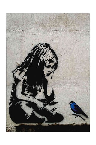 Tableau "Jeune fille à l'oiseau bleu" - Banksy