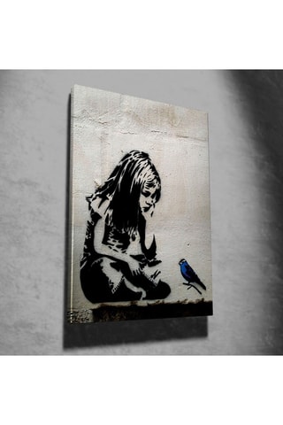 Tableau "Jeune fille à l'oiseau bleu" - Banksy