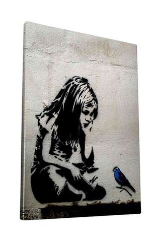Tableau "Jeune fille à l'oiseau bleu" - Banksy