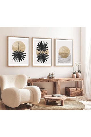 3 tableaux Huhu210 - Noir et doré - 70 x 50 cm