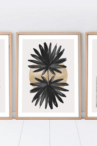 3 tableaux Huhu210 - Noir et doré - 70 x 50 cm