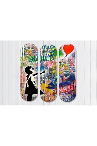 Triptyque "La Fille au ballon rouge" Banksy - 20 x 70 cm
