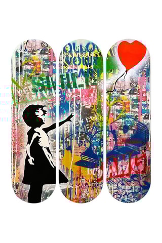 Triptyque "La Fille au ballon rouge" Banksy - 20 x 70 cm